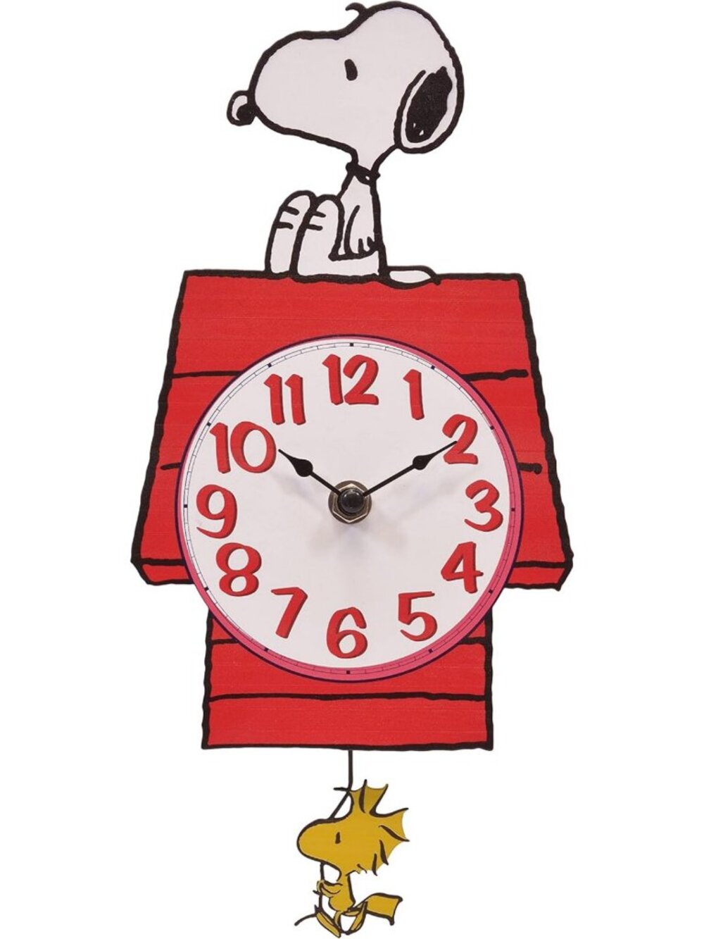 Snoopy Doghouse Pendulum Wall Clock, 12" Fun Home Decor, Unique Gift Idea